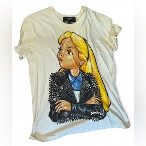 Domrebel Montreal Alice in Wonderland Graphic Tee Cream Men’s Size M Streetwear
